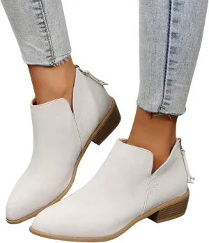 Ankle Boots for Women Platform Boots Western Cowboy Boots Pointed Toe Fashion Retro Classic Low Heel Ankle Booties