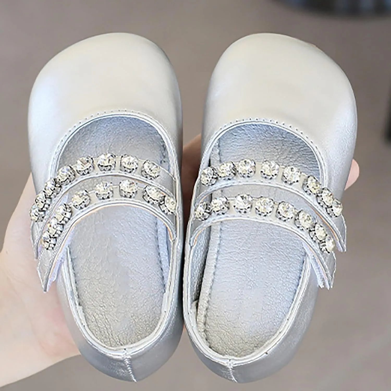 Girls Leather Flat𝐬 Mary Jane Dress Shoes with Pearl Strap Kids Wedding Part𝐲 School Big Kids Slippers for Girls