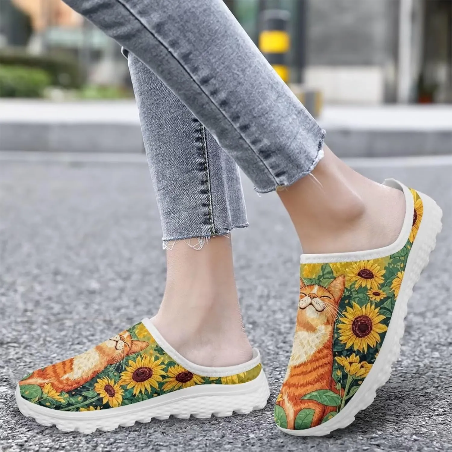 GOSTONG Mules for Women Lightweight Slip on Mule Backless Sneakers Breathable Mesh Walking Shoes for Garden Outdoors Size 6-13.5