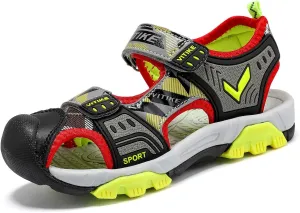 JMFCHI Boys Girls Sports Sandals Summer Kids Closed Toe Outdoor Sandals Athletic Water Shoes Sandals Child Pool Beach Sandals Quick Drying Slip Resistant