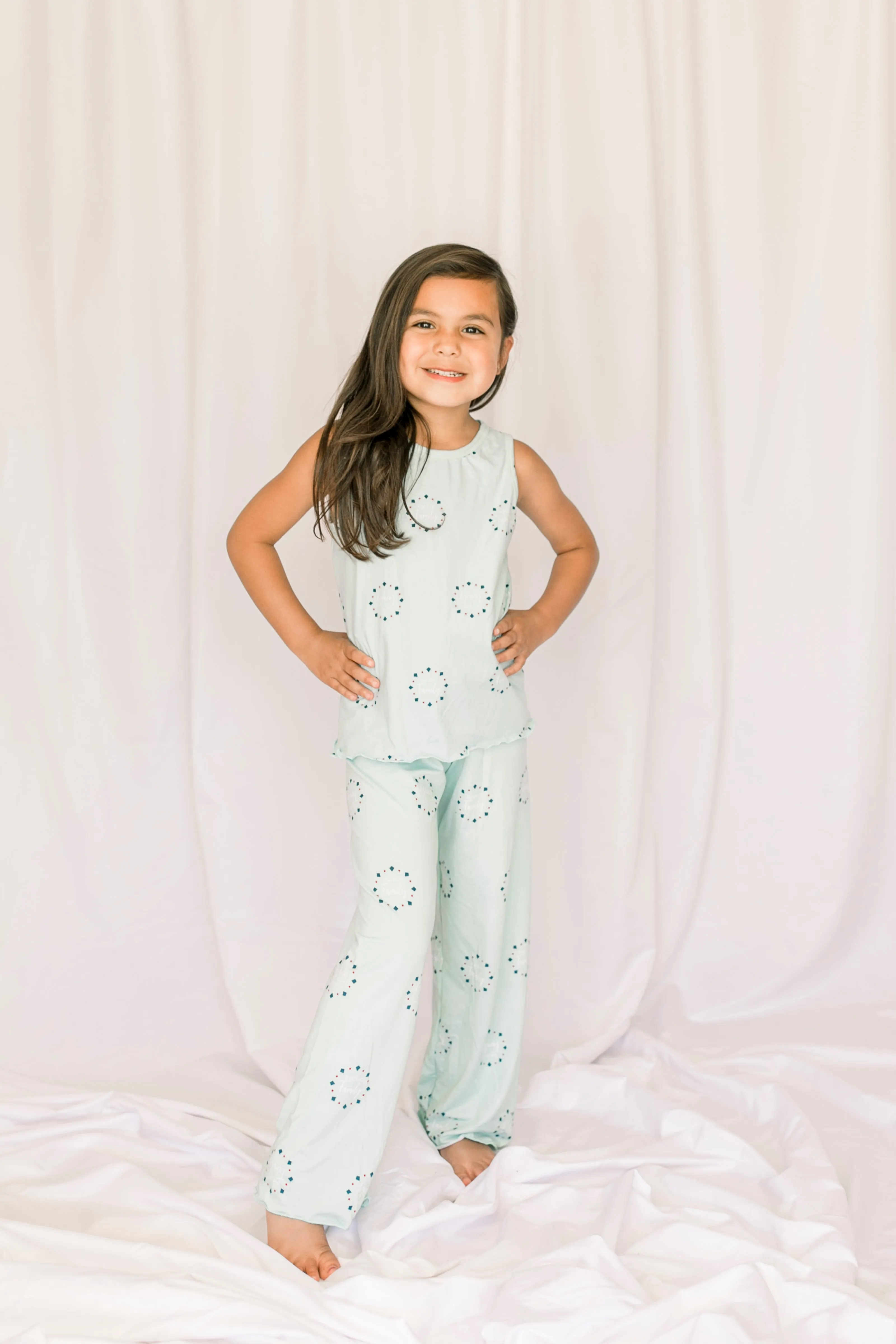 Kids Cozy Teal Family Pajama Pants Set
