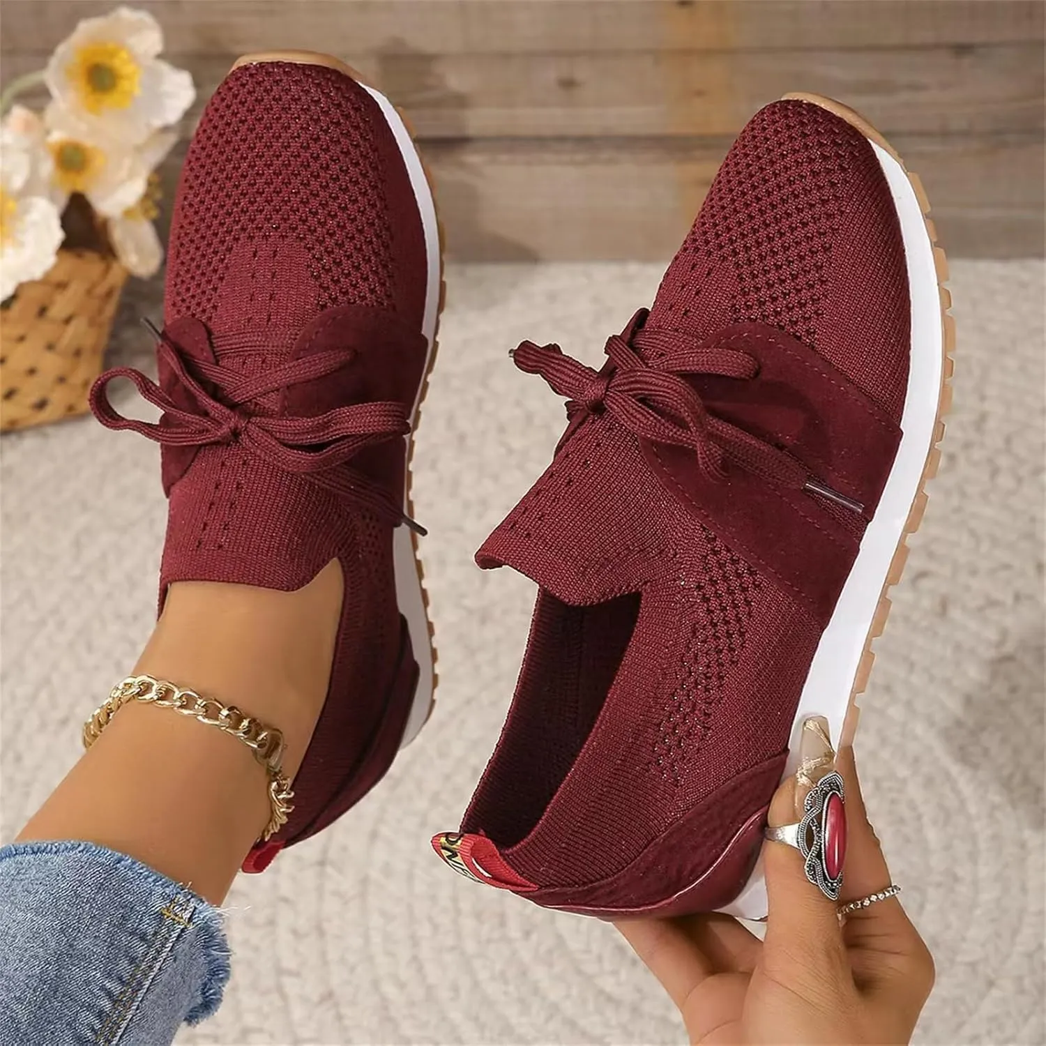 Ladmiple Running Shoes For Women Slip On Walking Shoes Breathable Athletic Workout Tennis Shoes Lightweight Gym Sneakers 2025