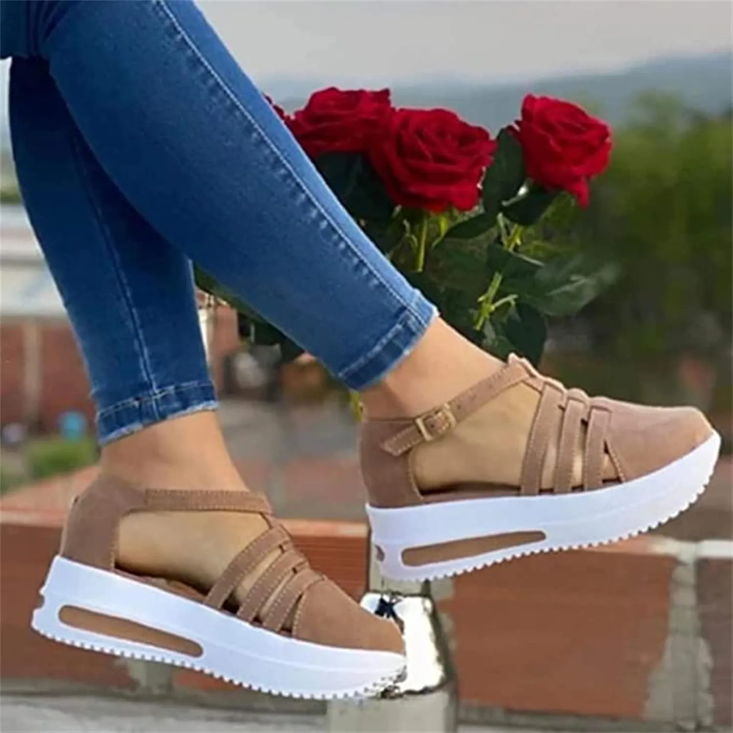 Lausiuoe Sneakers For Women Platform Slip On Canvas Shoes Low Top Non Slip Fashion Casual Comfortable Walking Flat Loafers