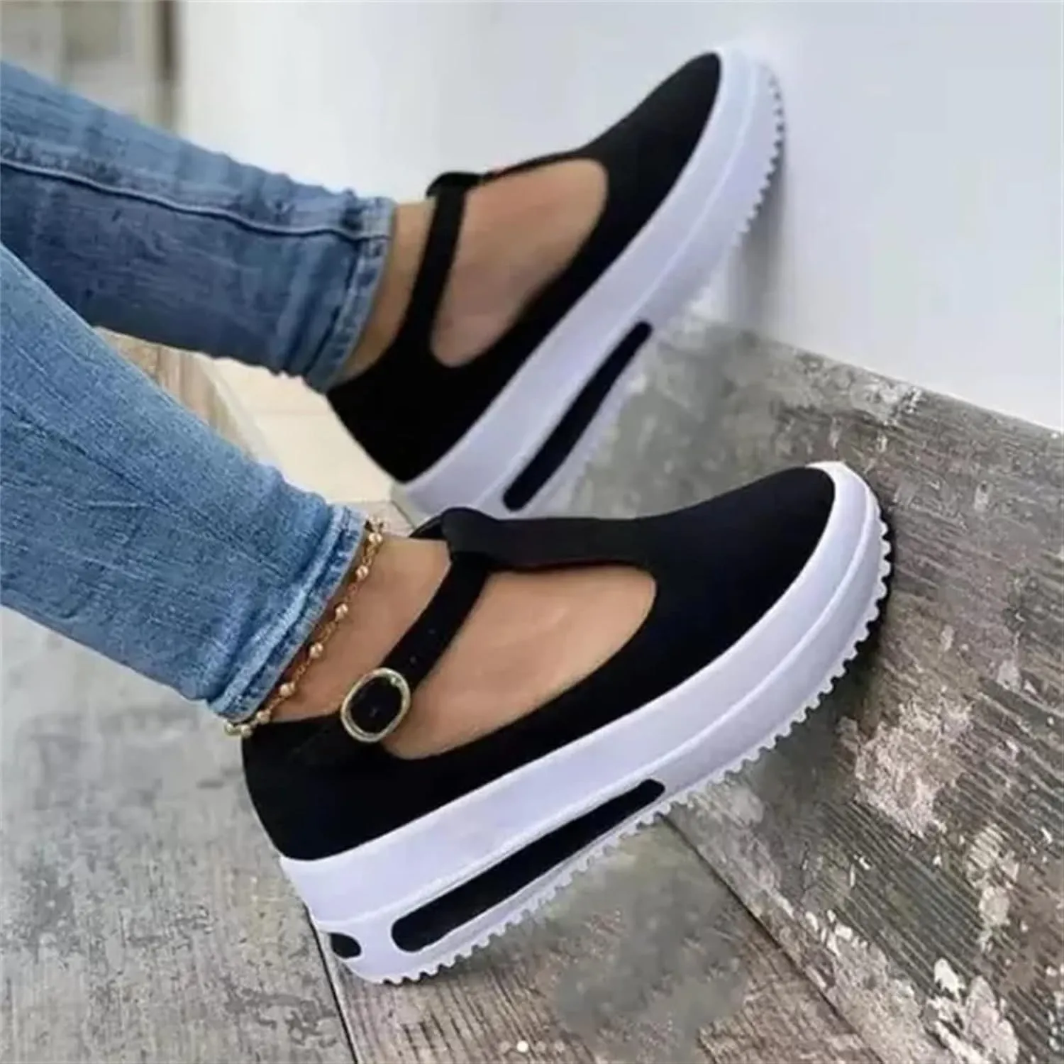 Lausiuoe Sneakers For Women Platform Slip On Low Top Canvas Shoes Casual Fashion Lightweight Comfortable Walking Flat Loafers