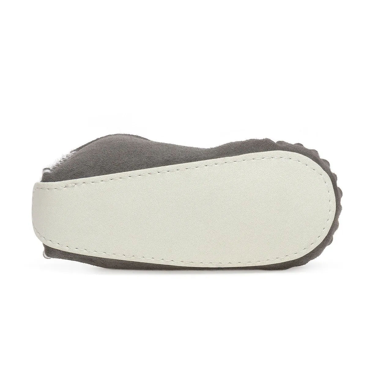 Lupe Hand-Stitched Sheepskin Baby Booties - Grey