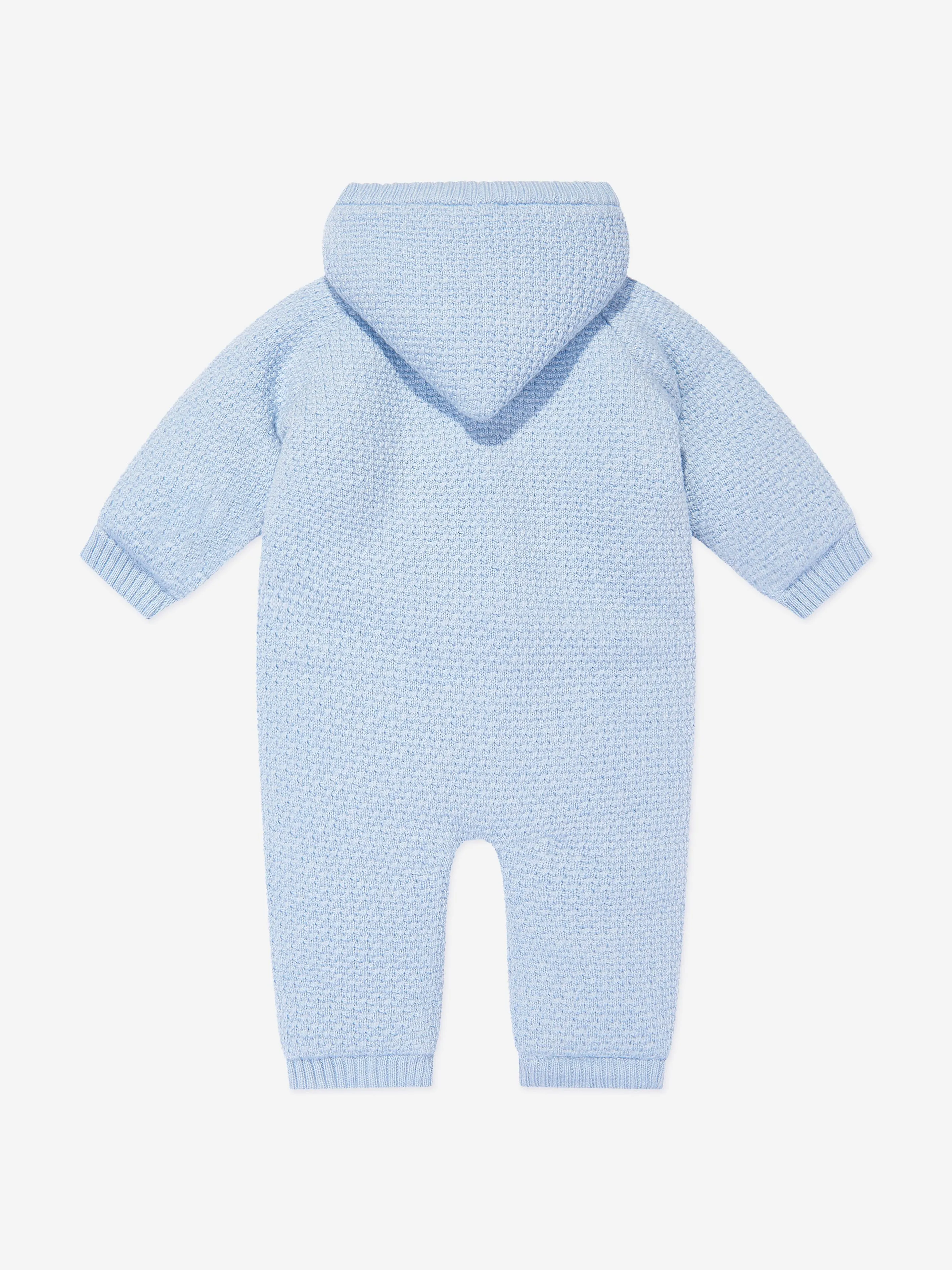 Paz Rodriguez Baby Boys Wool Pramsuit With Booties in Blue