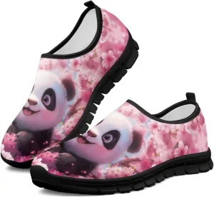 Slip-On Workout Running Shoe for Womens Mother Pink Panda Lightweight Cute Outdoor Work Loafers Fashion Comfort Indoor Party Sneakers for Weekend Size 9.5 Black Sole