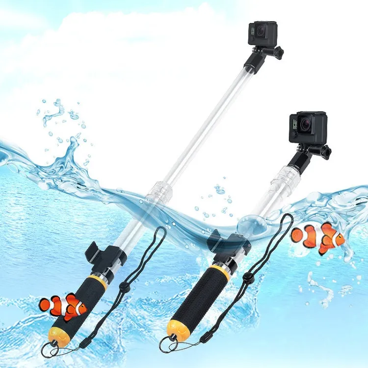 Transparent Retractable Selfie Stick Buoyancy Stick for Gopro Hero11 Black / HERO10 Black / HERO9 Black /HERO8 / HERO7 /6 /5 /5 Session /4 Session /4 /3  /3 /2 /1