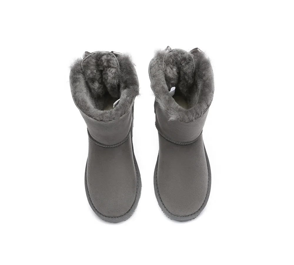 Urban UGG® UGG Boots Women Double faced Sheepskin Wool Short Back Bow